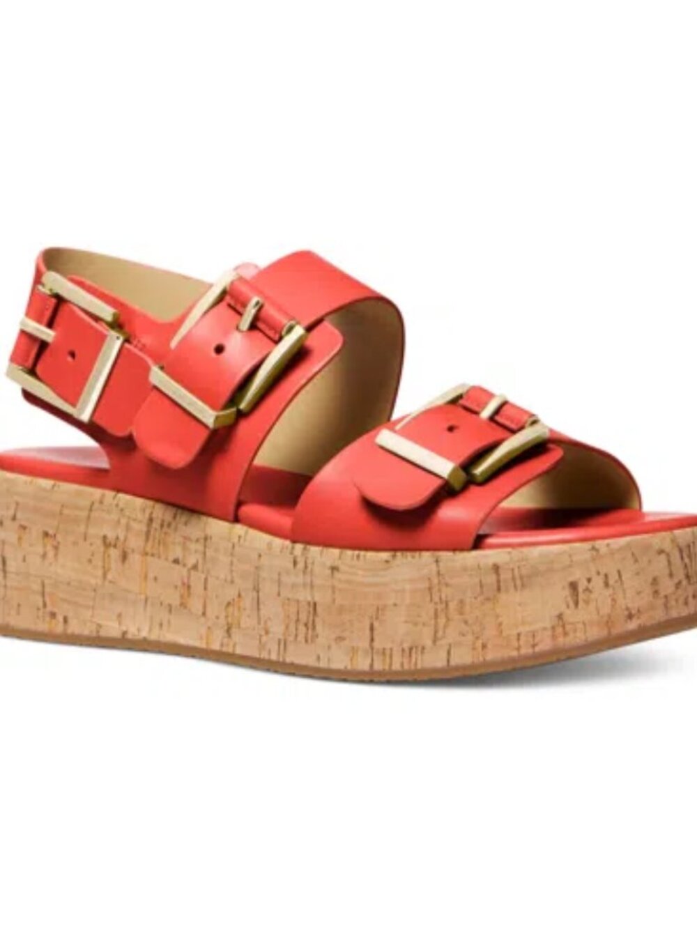 Michael Kors Colby Leather Flatform Sandal In Spiced Coral Size 7.5M